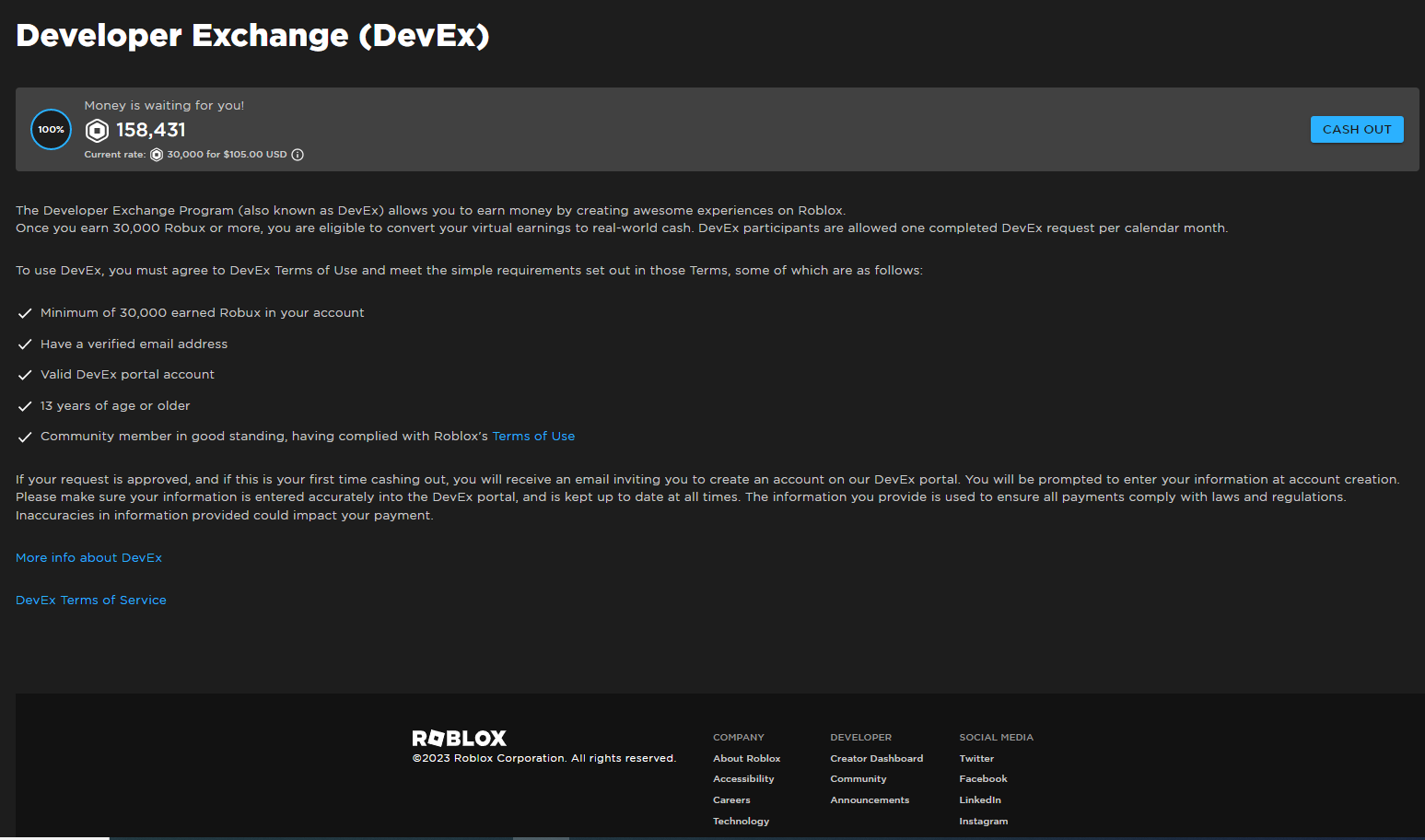 Developer Exchange (DevEx) FAQs – Roblox Support