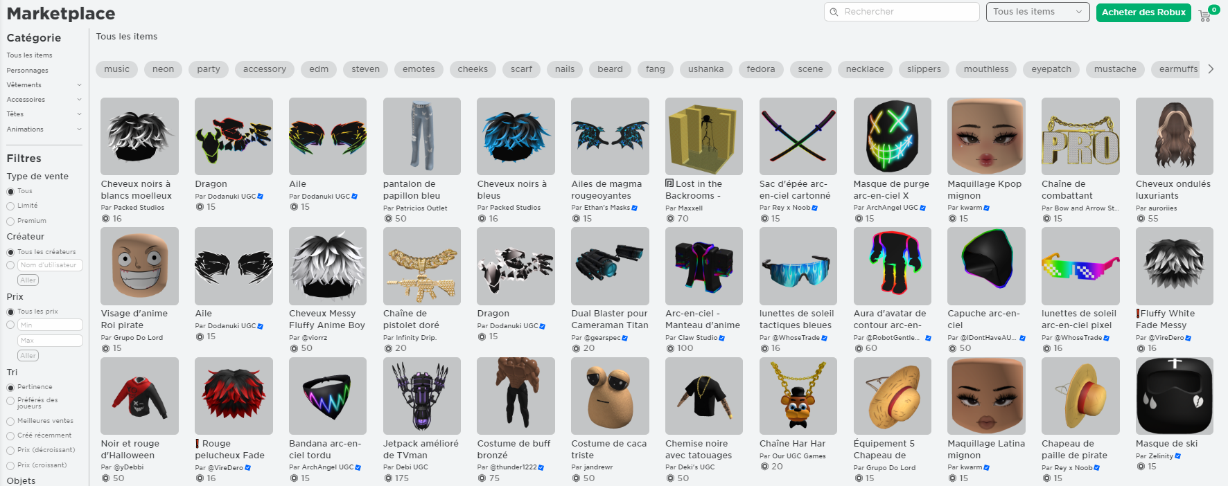 Le Marketplace – Support Roblox