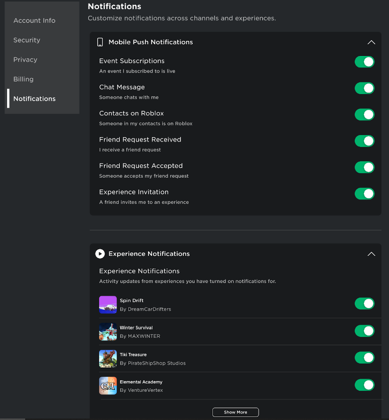 Out of Experience Notifications – Roblox Support