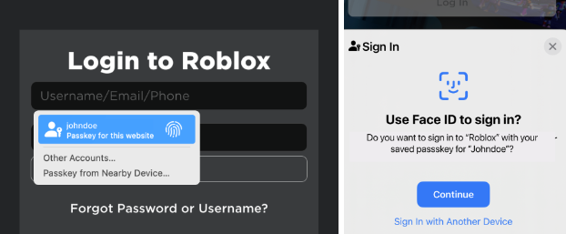 Log In dengan Passkey – Dukungan Roblox