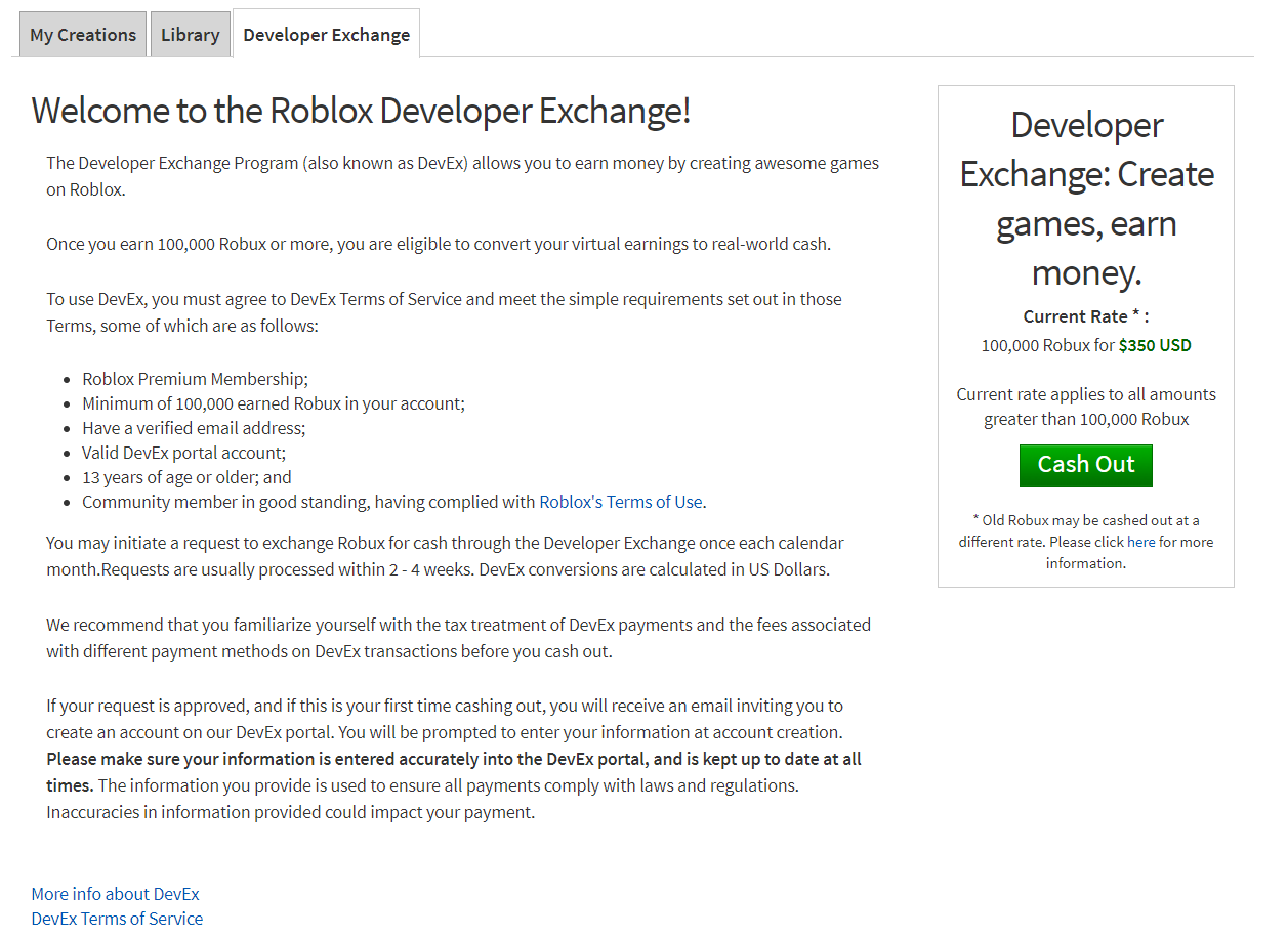 Developer Exchange Devex Faqs Roblox Support - robux selling rates