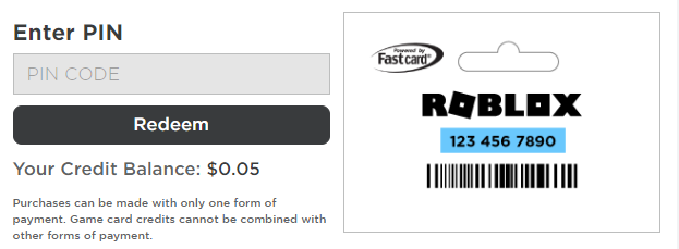 Roblox Redeem Card Pin Free