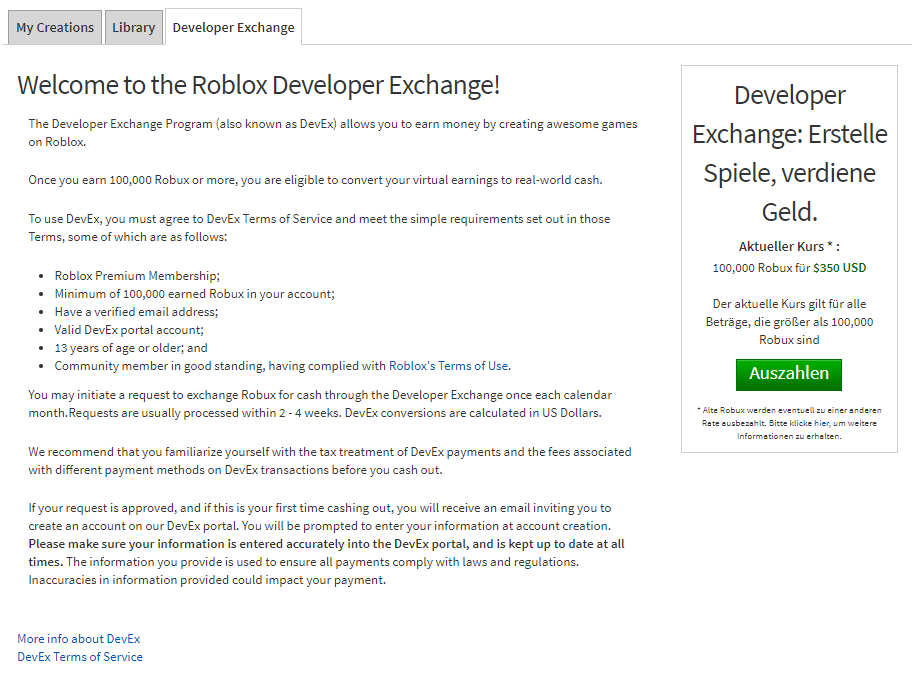 Developer Exchange Devex Faq Roblox Kundendienst - developer exchange devex faq roblox kundendienst