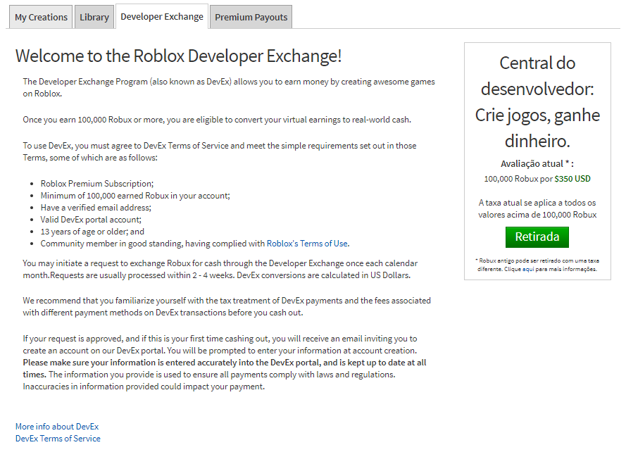 Perguntas Frequentes Developer Exchange Devex Suporte Roblox