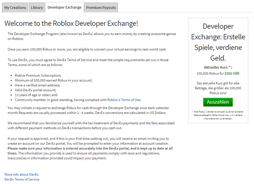 Developer Exchange Devex Faq Roblox Kundendienst