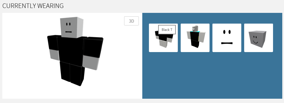 All About Profiles Blurbs And Profile Customization Roblox Support - in the currently wearing section of a profile s about tab you ll see a picture of how the player s avatar currently looks you can toggle between 2d and 3d