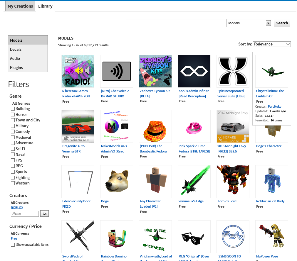 The Library Roblox Support - when you first enter the library you will be presented with a list of new items if you want you can simply browse the selections presented to you but